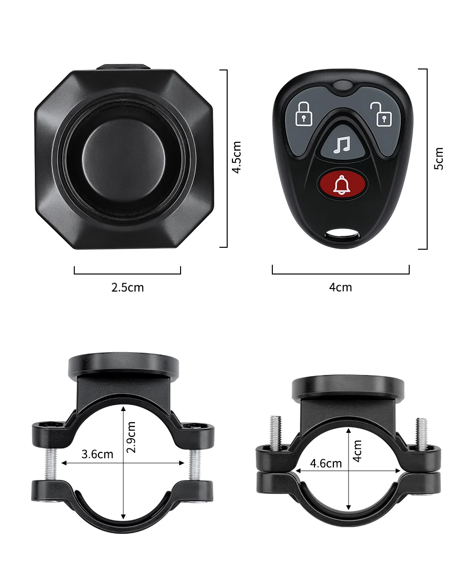 Extractme Bike Alarm Wireless Waterproof Bicycle Alarm Security-protection Alarm Security System USB Charging Remote Control
