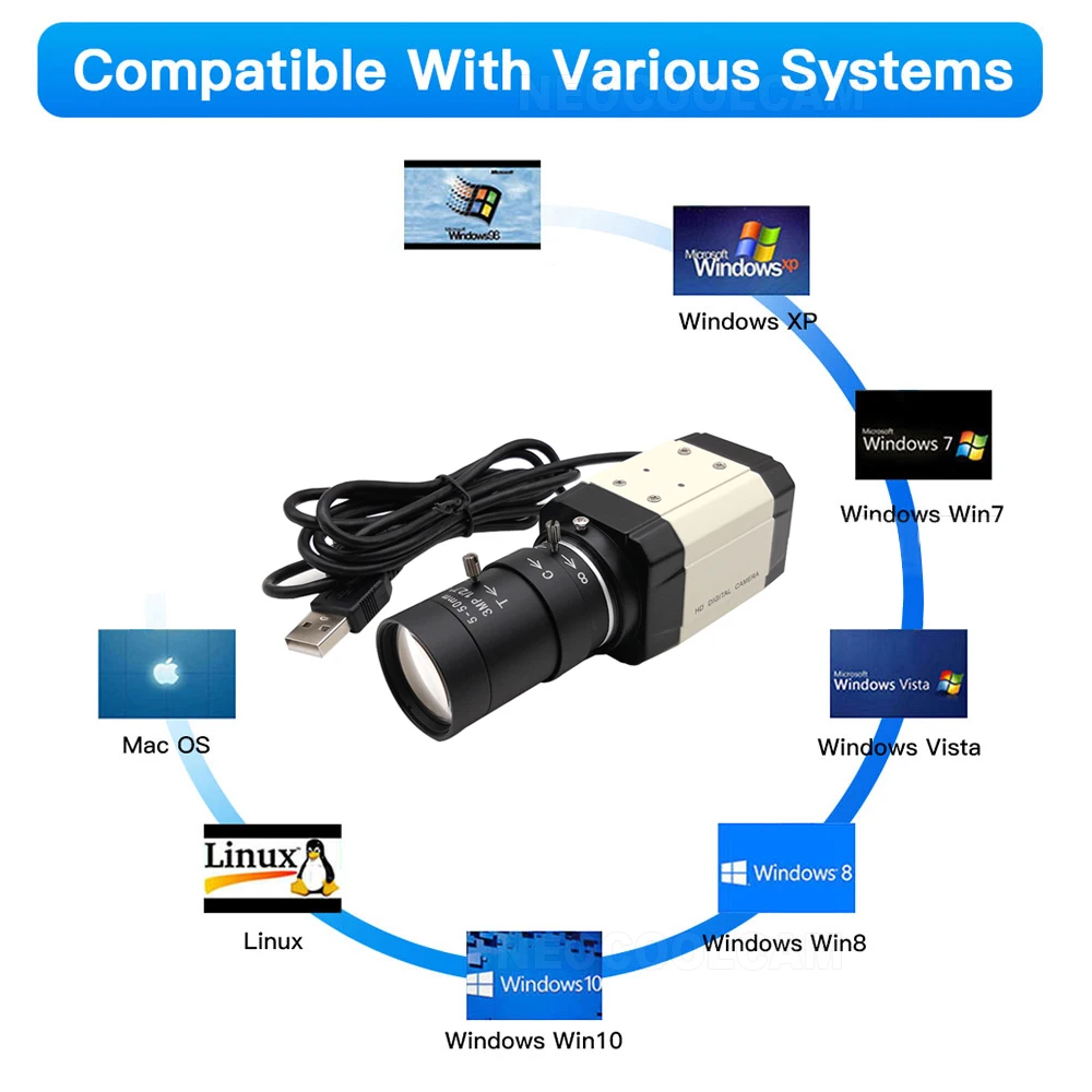 30fps 4K 8MP USB Camera 2K F5253 Sensor Full HD Usb WebCam OTG UVC Plug and Play With No Lens/2.8-12mm/5-50mm Varifocal Zoom