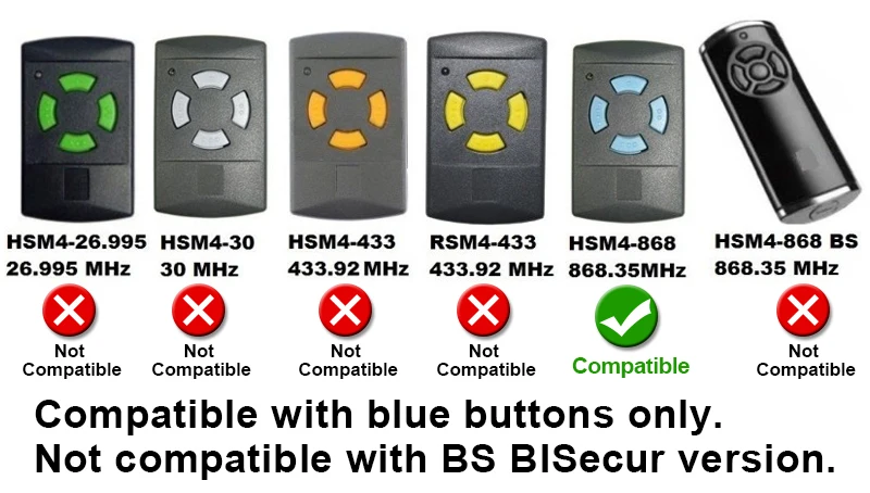 HSM4 868 HSM2 868mhz 868.35MHz Garage Door Remote Control Gate Key Fob