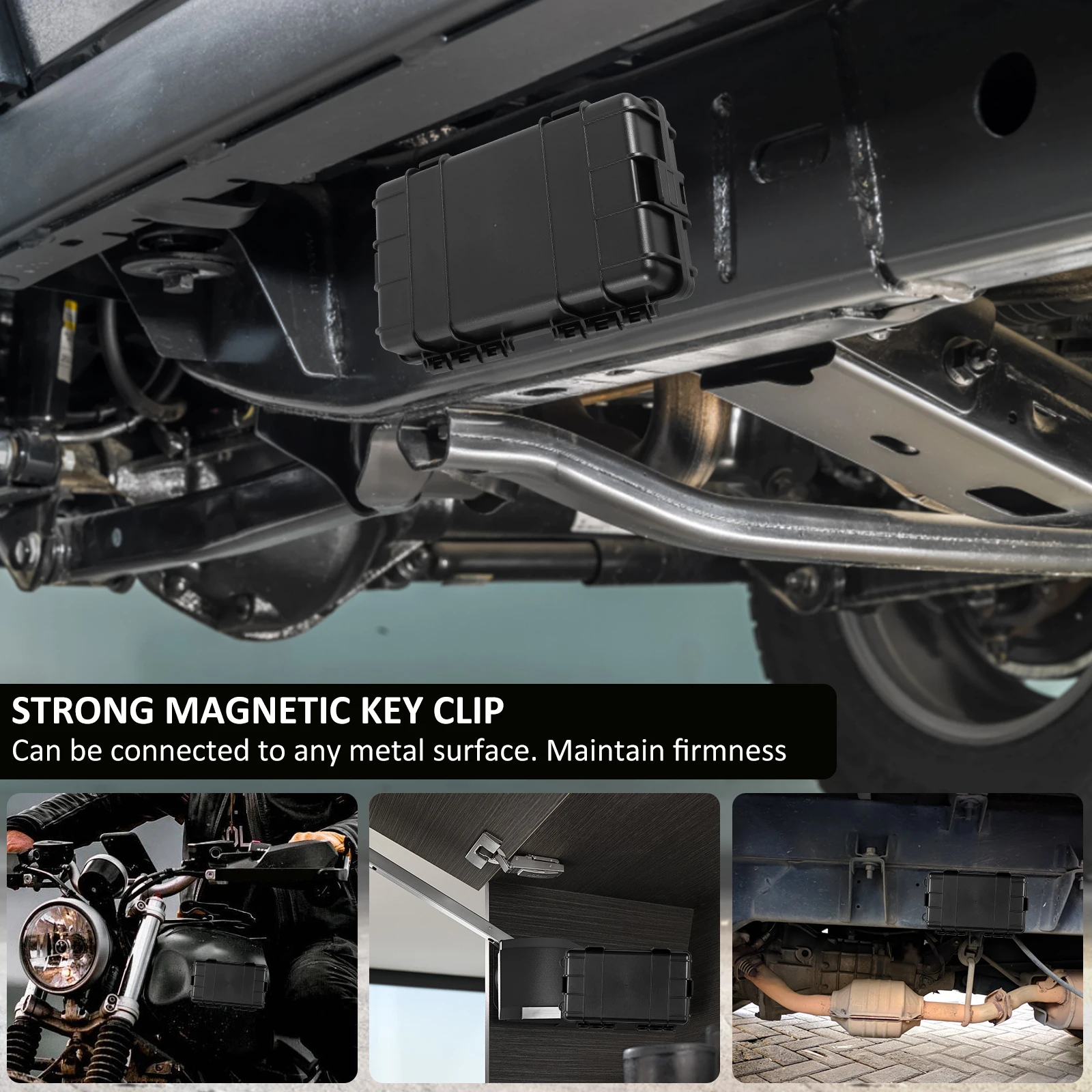 Waterproof Magnetic Key Box Magnetic Under Car Key Holder Rust-Proof Hider Box Multifunctional Box for Spare Key GPS Locator