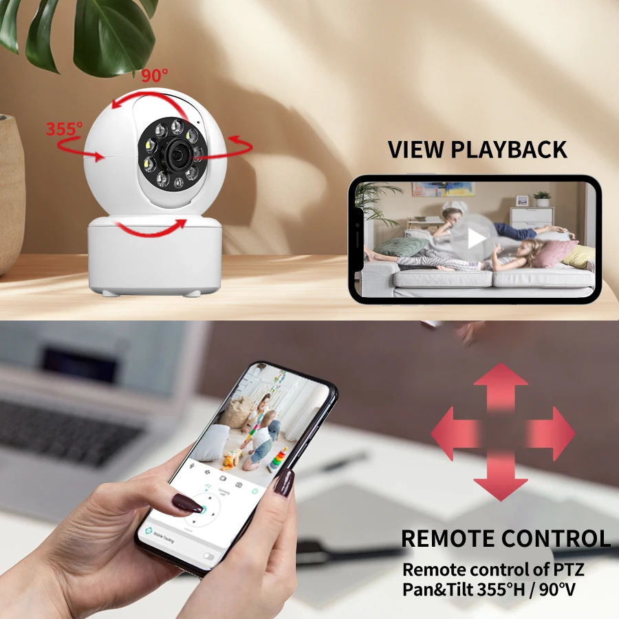 1080P Wireless WiFi Security Camera Home CCTV baby Monitor Full-Color Night Vision Automatic Tracking Two-Way Audio ICSEE