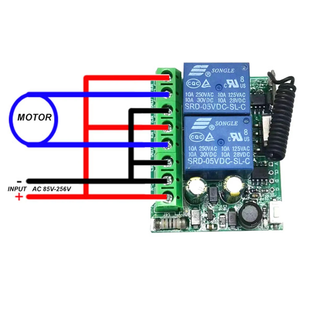 2 Channels 433Mhz RF Wireless Remote Control Switch AC 85-256V 220V 110V Relay 2CH Receiver Module For Garage Door Curtain Light