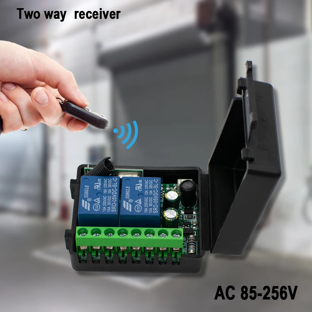 2 Channels 433Mhz RF Wireless Remote Control Switch AC 85-256V 220V 110V Relay 2CH Receiver Module For Garage Door Curtain Light