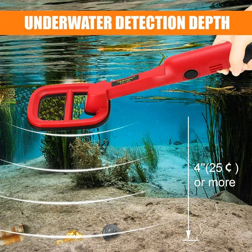 TC-120 Metal Finder Metal Detector Hand Held Pulse Pinpointer Induction Diving Treasure Waterproof Metal Detector