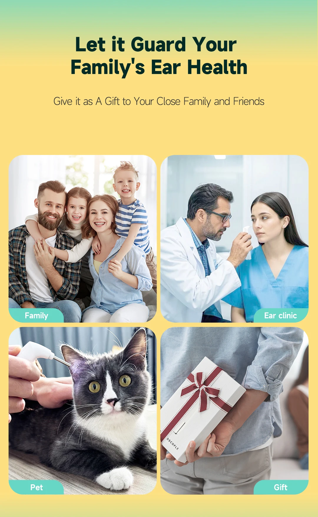 Ear Clearing Scope 3.9mm 1080P HD Wireless Otoscope Ear Camera Wax Removal Tools With 6LEDs for Homecare Support Android IOS