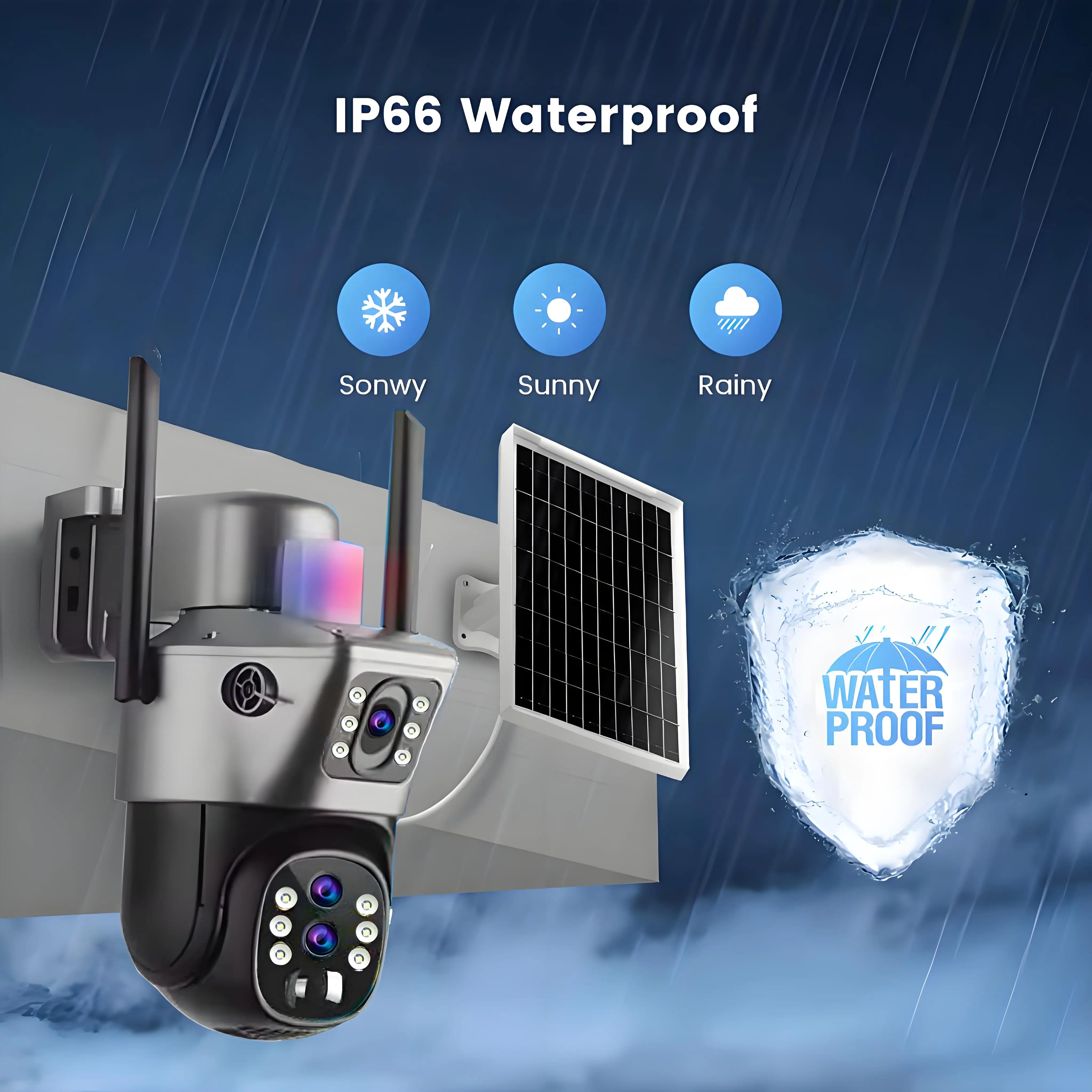 10x Zoom 4G SIM Solar Camera Outdoor 6K 12MP Three Lens HD Night Vision IP Surveillance Camera Security Protection PTZ CCTV Cam