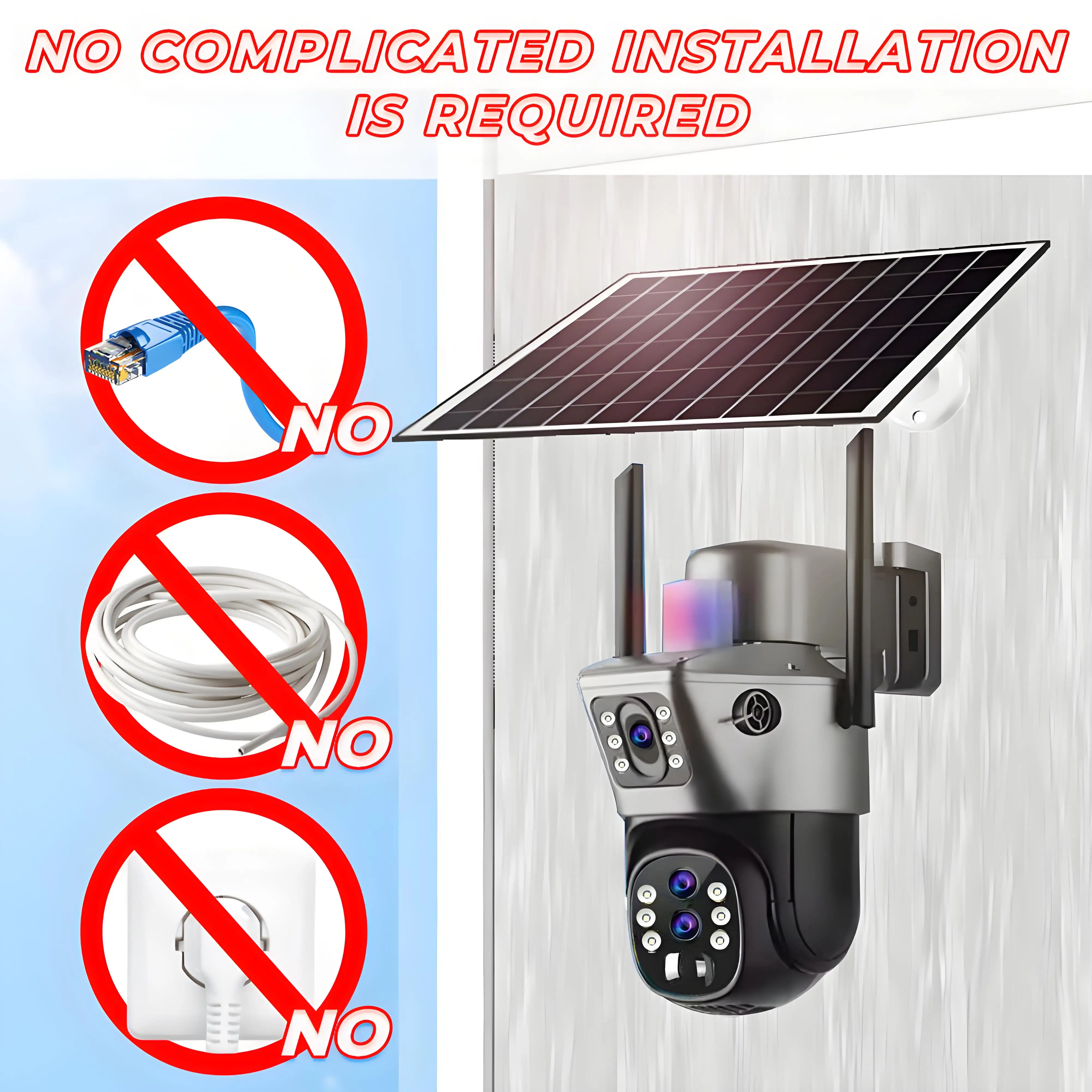 10x Zoom 4G SIM Solar Camera Outdoor 6K 12MP Three Lens HD Night Vision IP Surveillance Camera Security Protection PTZ CCTV Cam