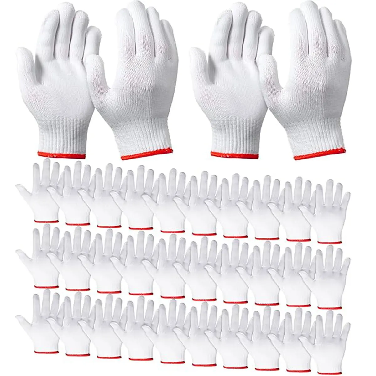Hand Working Gloves Safety Grip Protection Work Gloves Men Women BBQ Thick Cotton White(Pack of 12 Pairs)