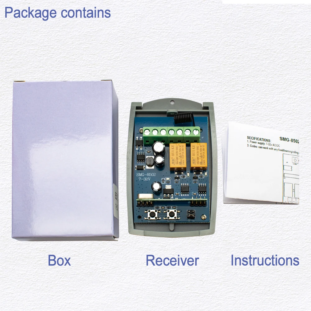 433MHz Universal Garage Door Receiver and ALUTECH AT-4 Rolling Code Remote Control Matching 2CH AC DC 7-32V 220V Rf Relay Switch