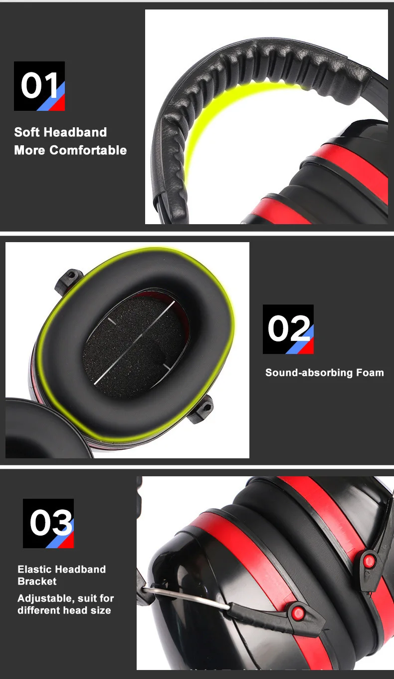 High Quality Anti-Noise Reduction Adjustable Headphone SNR-35dB Safety Earmuffs For Study Sleeping Woodwork Hearing Protection