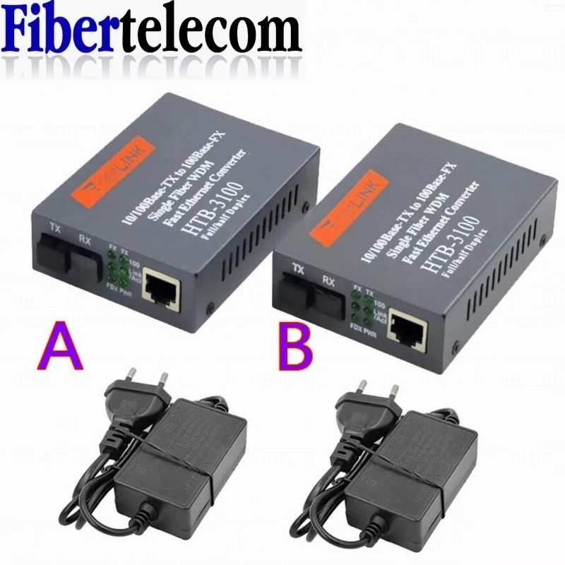 Media Converter HTB-3100 Fiber Optical Single Mode Single Fiber SC Port 25KM External Power Supply 10/100M