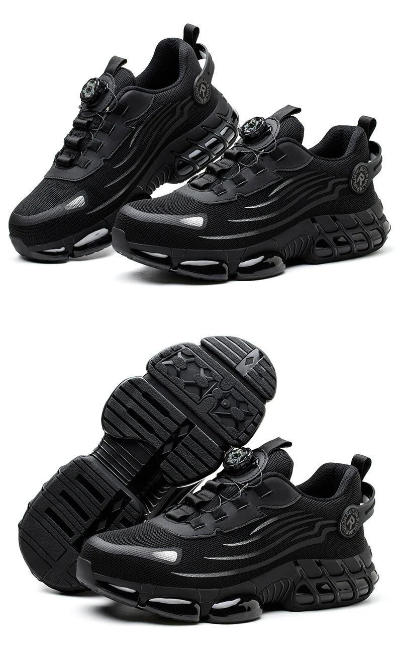 Indestructible Steel Toe Work Shoes for Men Women Rotating Button Safety Shoes Lightweight Construction Work Safety Shoes