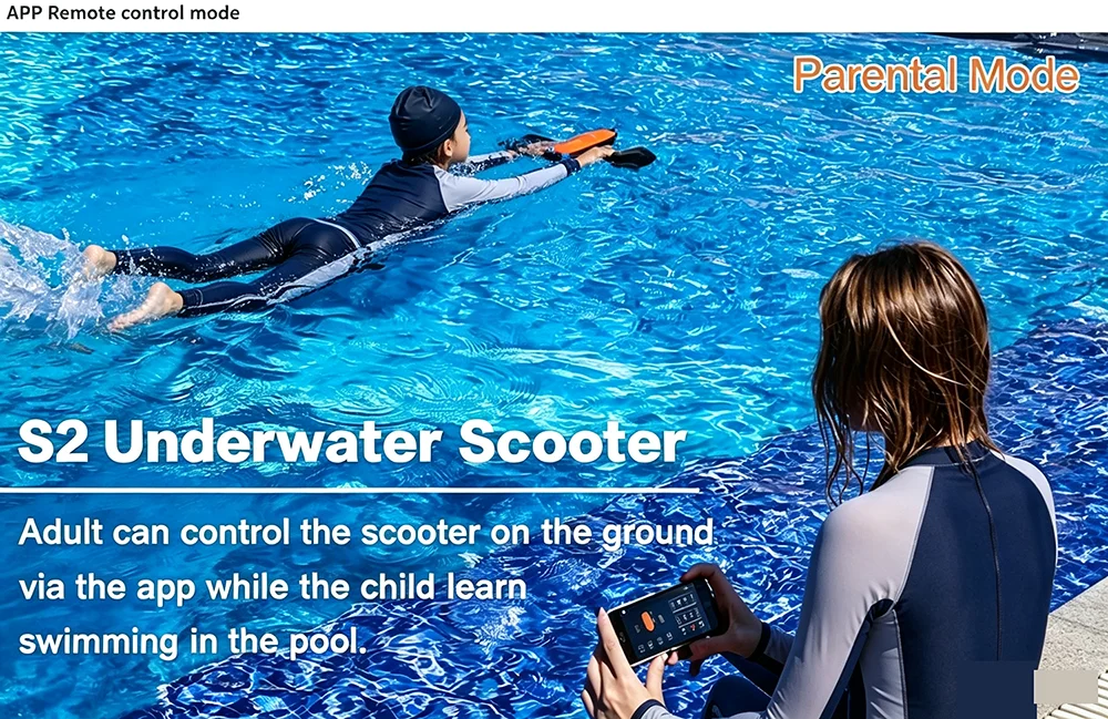 GENEINNO S2 Underwater Scooter,Dual Motors and Smart APP Support,Sea Scooter for Swimming Scuba Free Diving Snorkeling for Kids