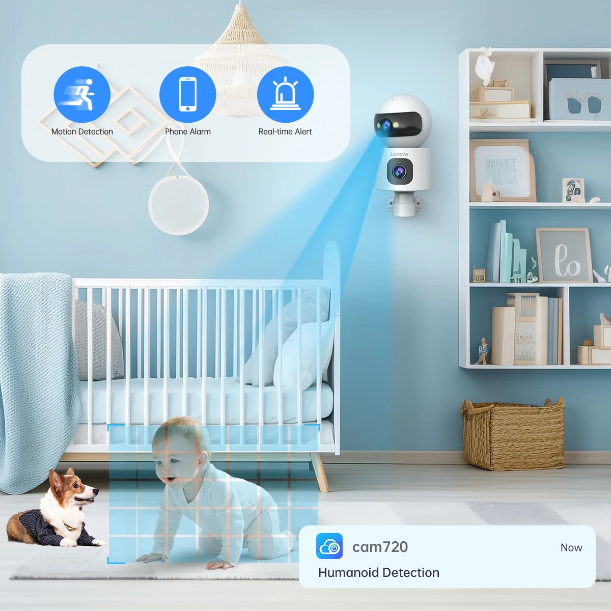 Lenovo 8MP HD IP Camera Dual Lens Baby Monitor 5X Zoom Color Night Vision Human Automatic Tracking Video Smart Home Camera