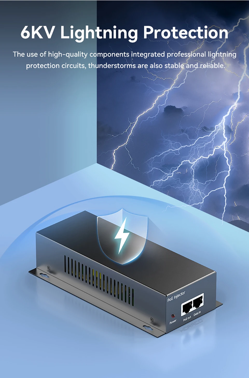 90W 10G POE Injector IEEE 802.3af 802.3at 802.3bt 10000Mbps Plug&Play PoE for IP Camera,VoIP Phone,Wireless AP