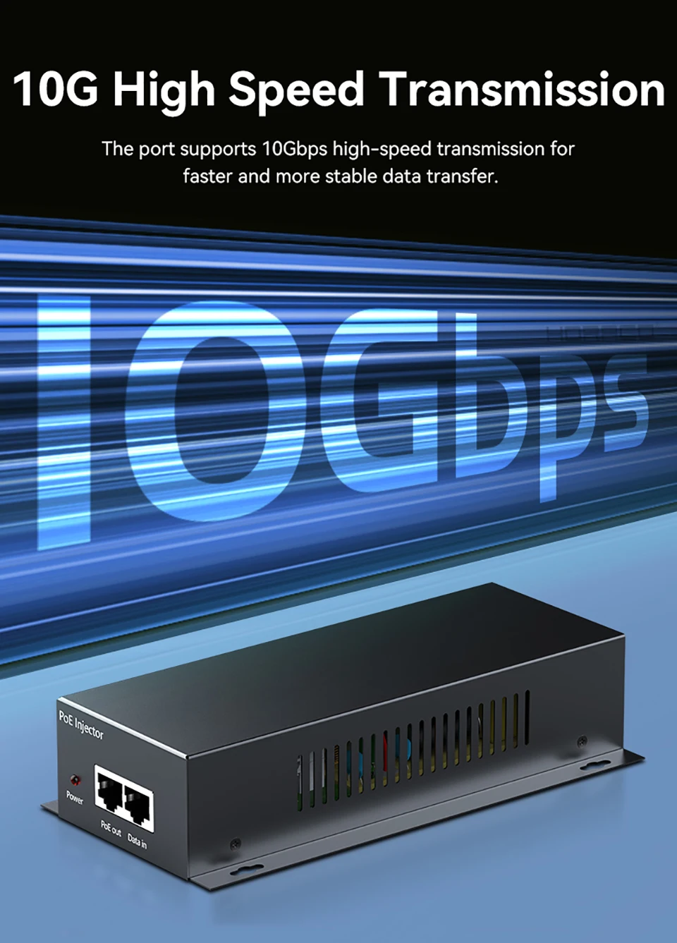 90W 10G POE Injector IEEE 802.3af 802.3at 802.3bt 10000Mbps Plug&Play PoE for IP Camera,VoIP Phone,Wireless AP