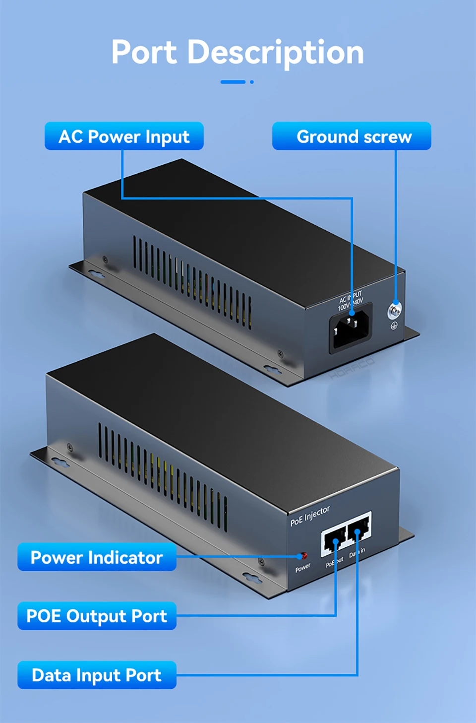 90W 10G POE Injector IEEE 802.3af 802.3at 802.3bt 10000Mbps Plug&Play PoE for IP Camera,VoIP Phone,Wireless AP