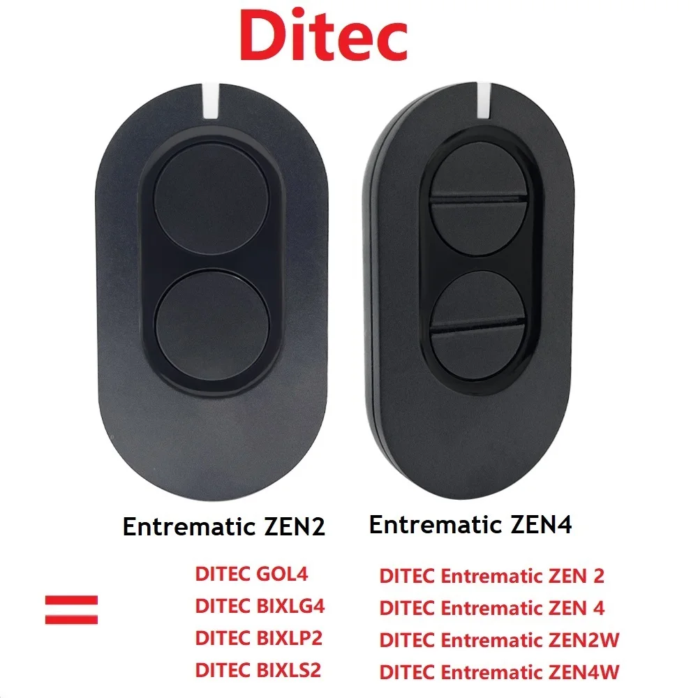 Ditec Entrematic ZEN 2 ZEN4 ZEN2W/ZEN4W Gol4 BIXLG4 BIXLP2 BIXLS2 Gate Remote Control Garage Door Opener 433.92MHz Rolling Code