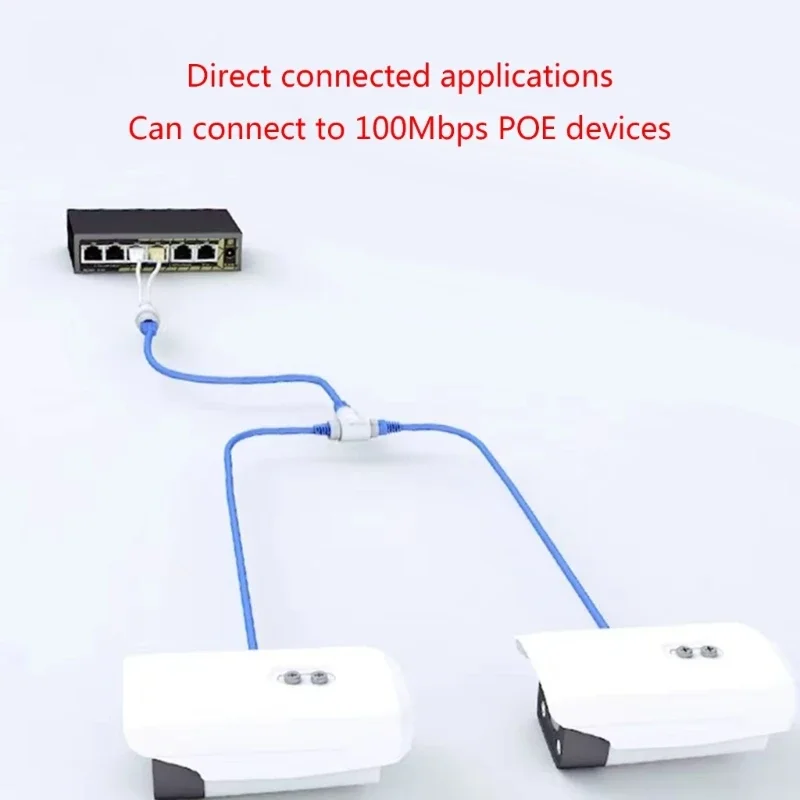2 In 1 POE Splitter POE Adapter Cable Three-Way RJ45 Head For IP Security Camera System