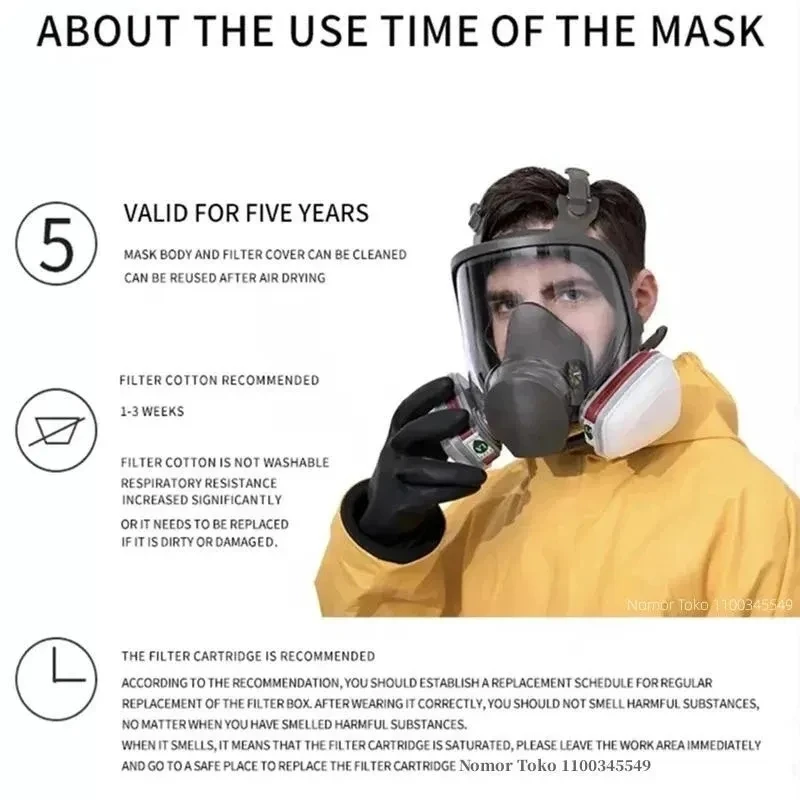 6800 Gas Mask Anti-Fog Full Face Respirator Industrial Painting Spraying Respirator Safety Work Filter Formaldehyde Protection