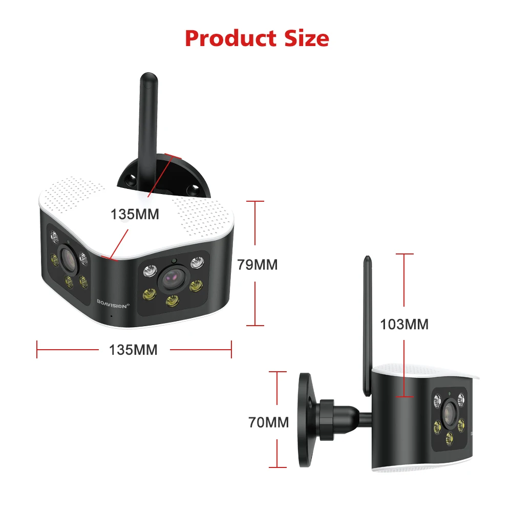 BOAVISION Outdoor 4K 8MP 180° Ultra Wide View Angle Panoramic WIFI Dual Lens Fixed IP Camera AI Human Detection Security Cam