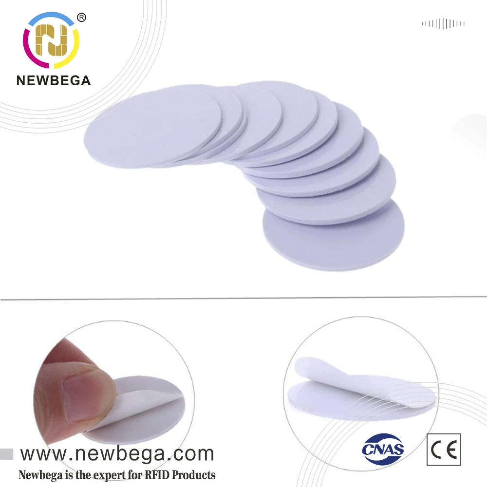 Genuine SLIX PVC Coin Card with Adhesive Dia 20mm ISO15693 Smart Tags 13.56MHZ