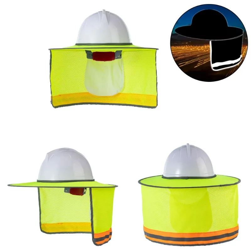 Sunscreen hat without helmet, summer reflective strip, sun visor, foldable shawl, outdoor construction site