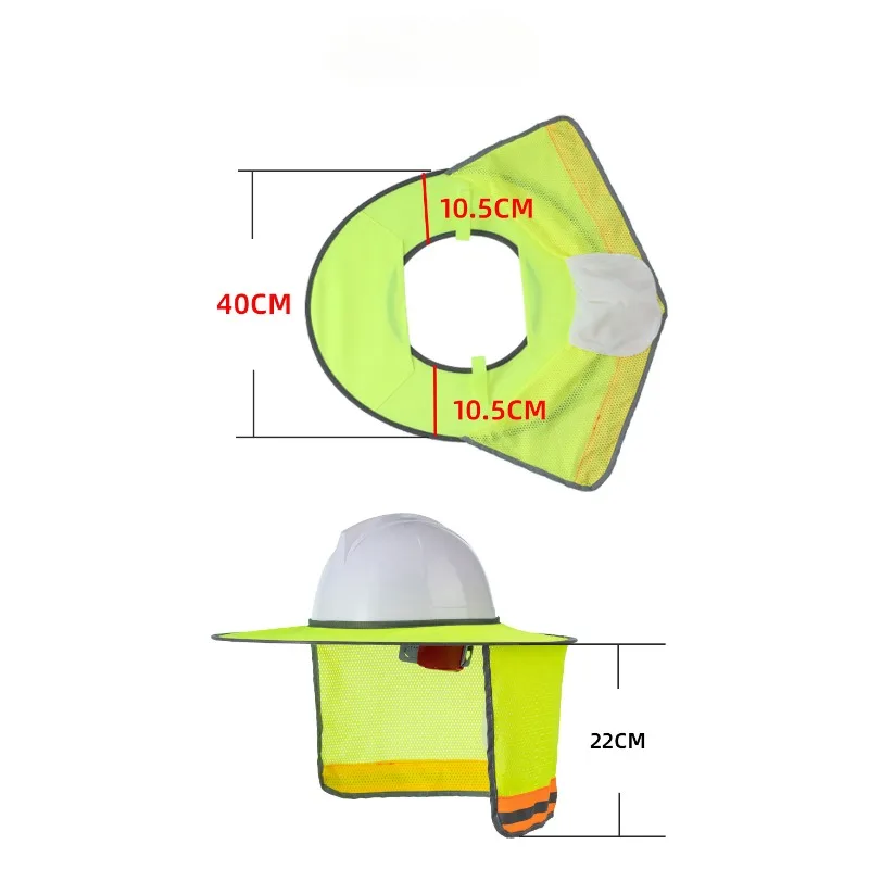 Sunscreen hat without helmet, summer reflective strip, sun visor, foldable shawl, outdoor construction site
