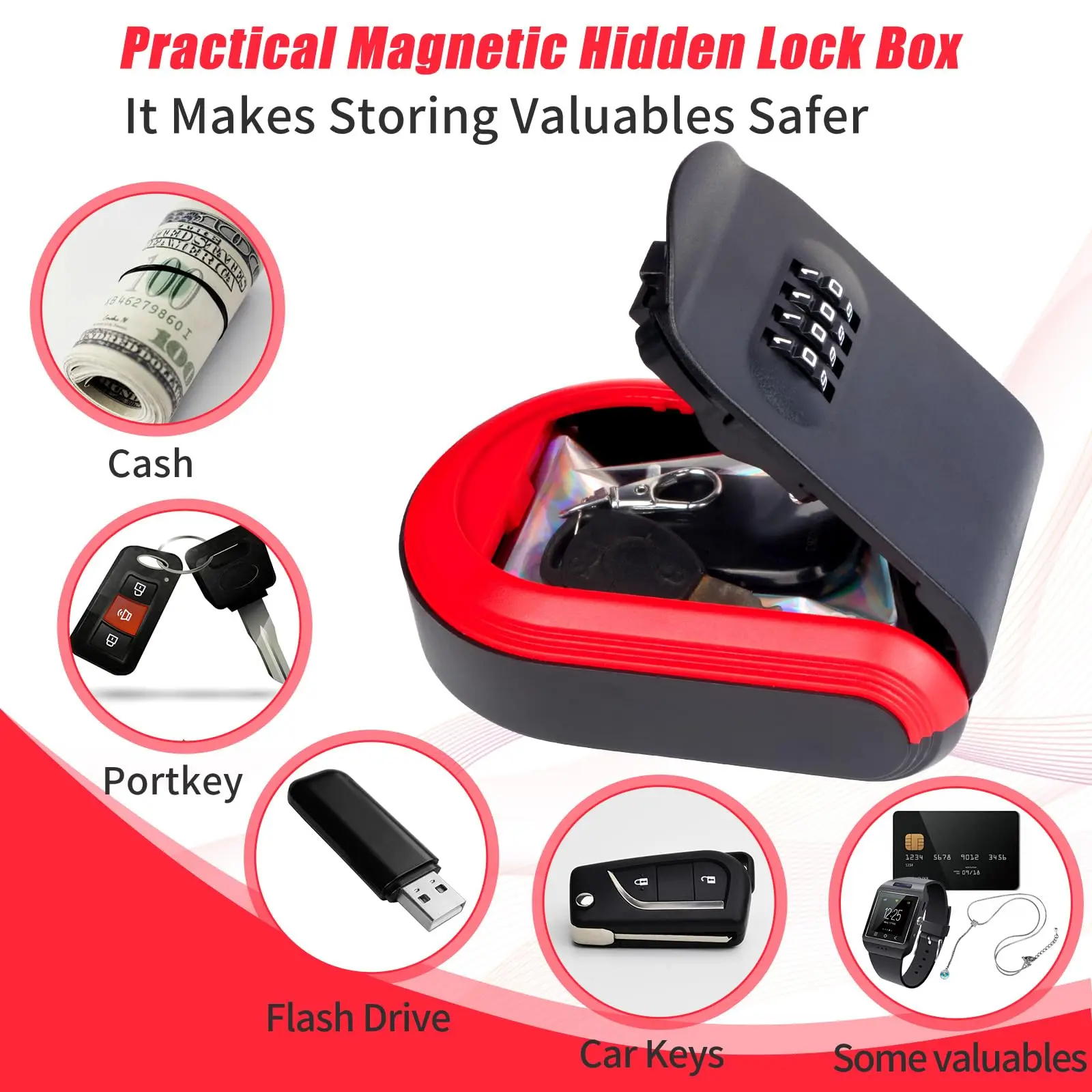 Magnetic Key Box for Under Car With 5 Magnet,Magnet Key Box Hide a key Outside Magnetic Key Hider for Hiding for Vehicles