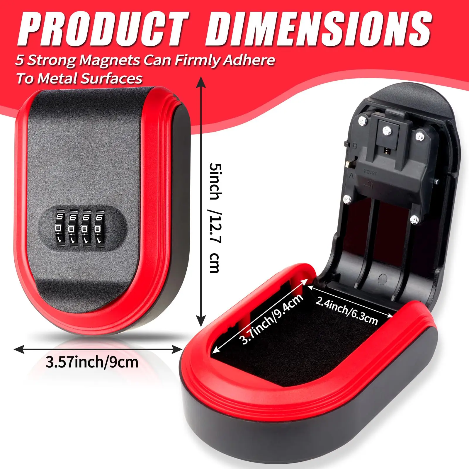 Magnetic Key Box for Under Car With 5 Magnet,Magnet Key Box Hide a key Outside Magnetic Key Hider for Hiding for Vehicles