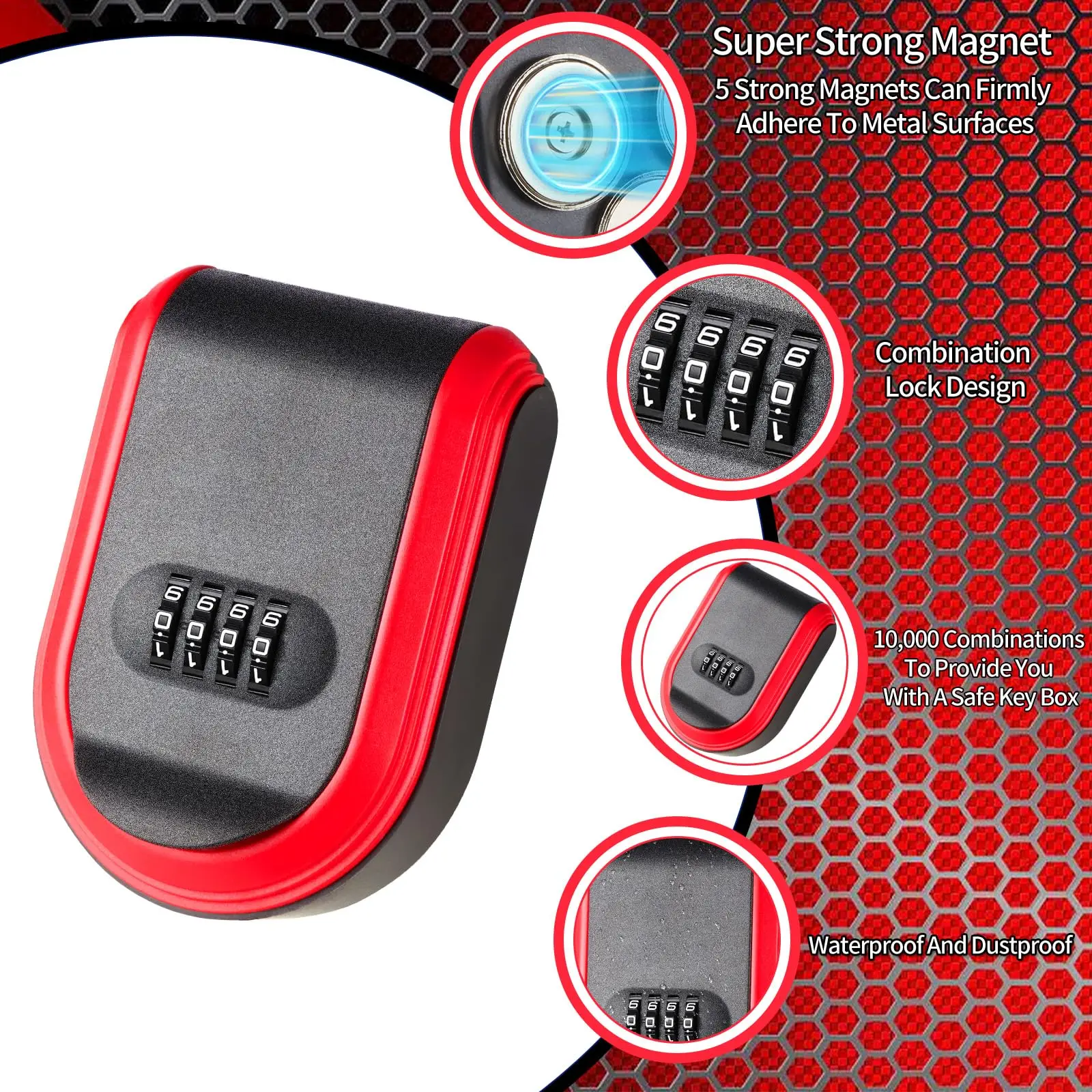 Magnetic Key Box for Under Car With 5 Magnet,Magnet Key Box Hide a key Outside Magnetic Key Hider for Hiding for Vehicles