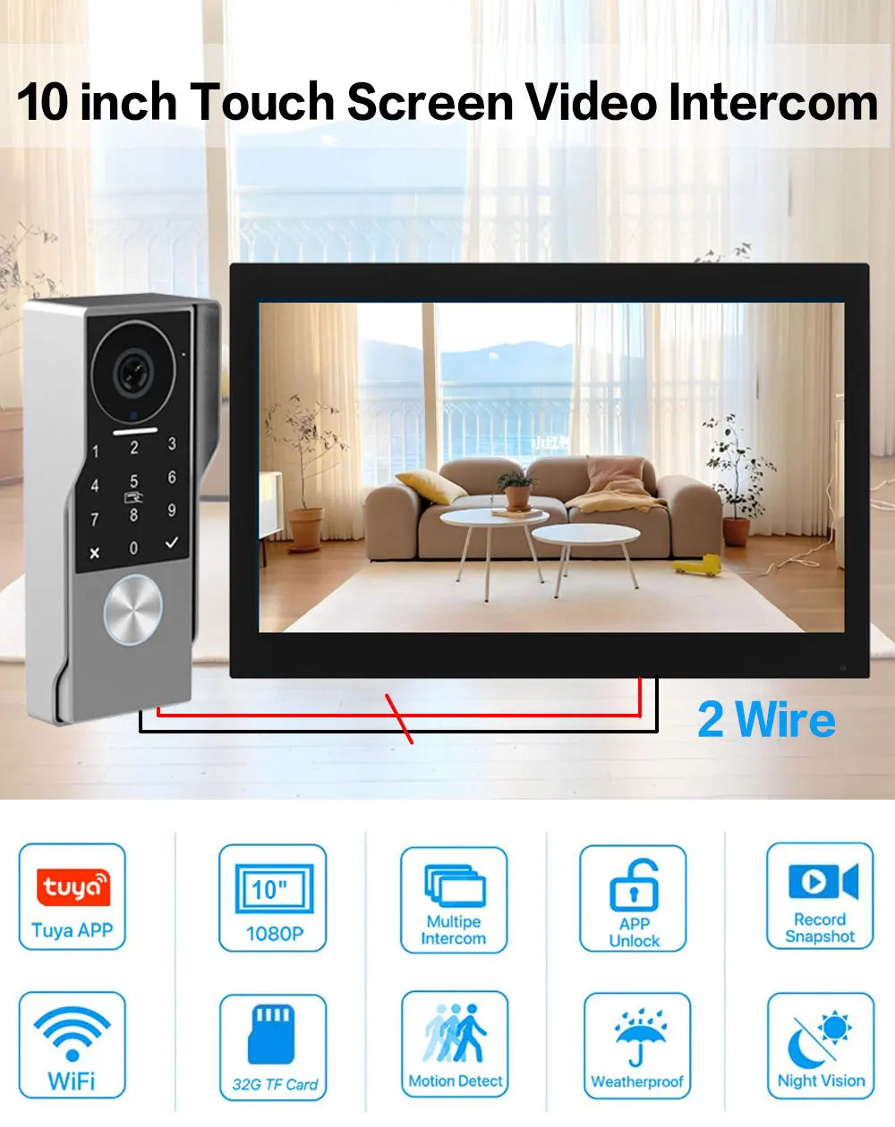 Password 4in1 Unlock HD Wifi Doorbell Video Intercom System For Home Doorphone Tuya Smart 1080P Touch Monitor Security Protect