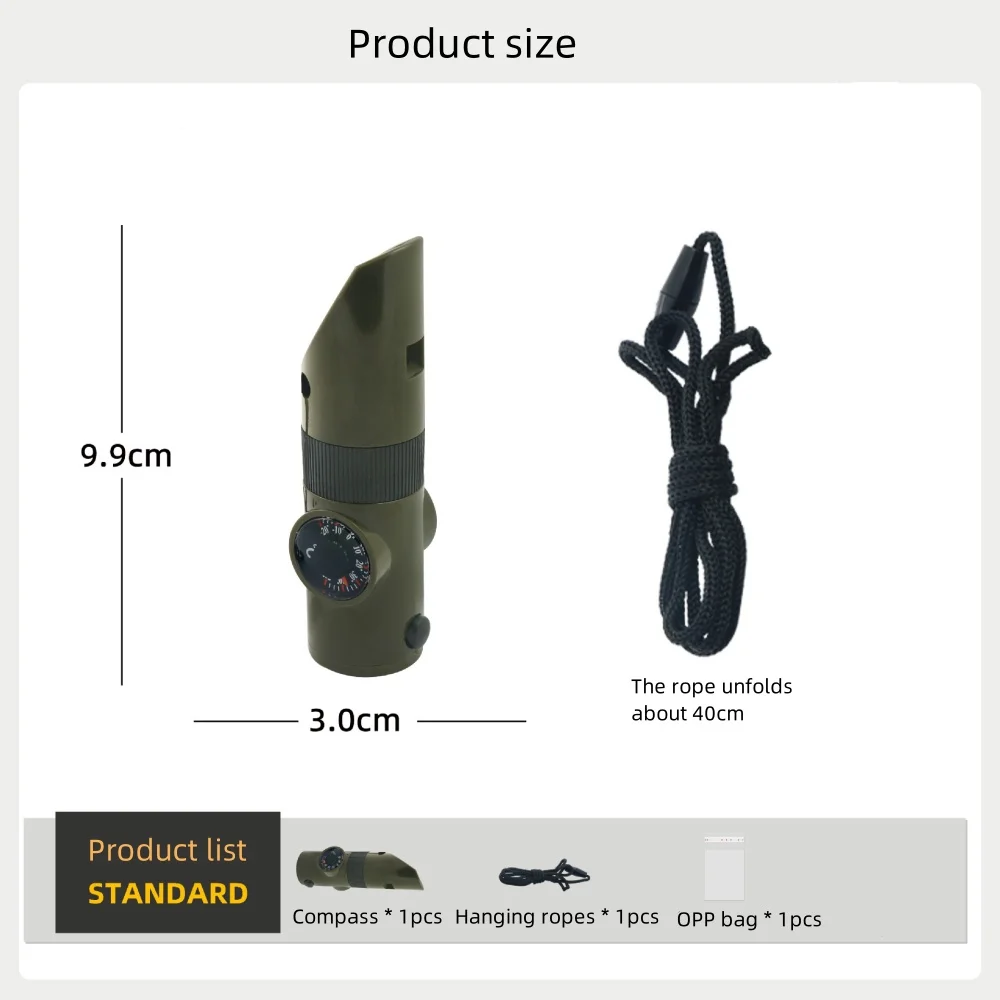 Emergency Survival Whistle Outdoor Multifunctional Whistle with Compass Thermometer Referee Whistle Camping Hiking Tools