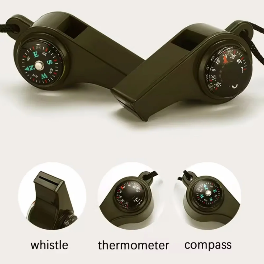 Emergency Survival Whistle Outdoor Multifunctional Whistle with Compass Thermometer Referee Whistle Camping Hiking Tools