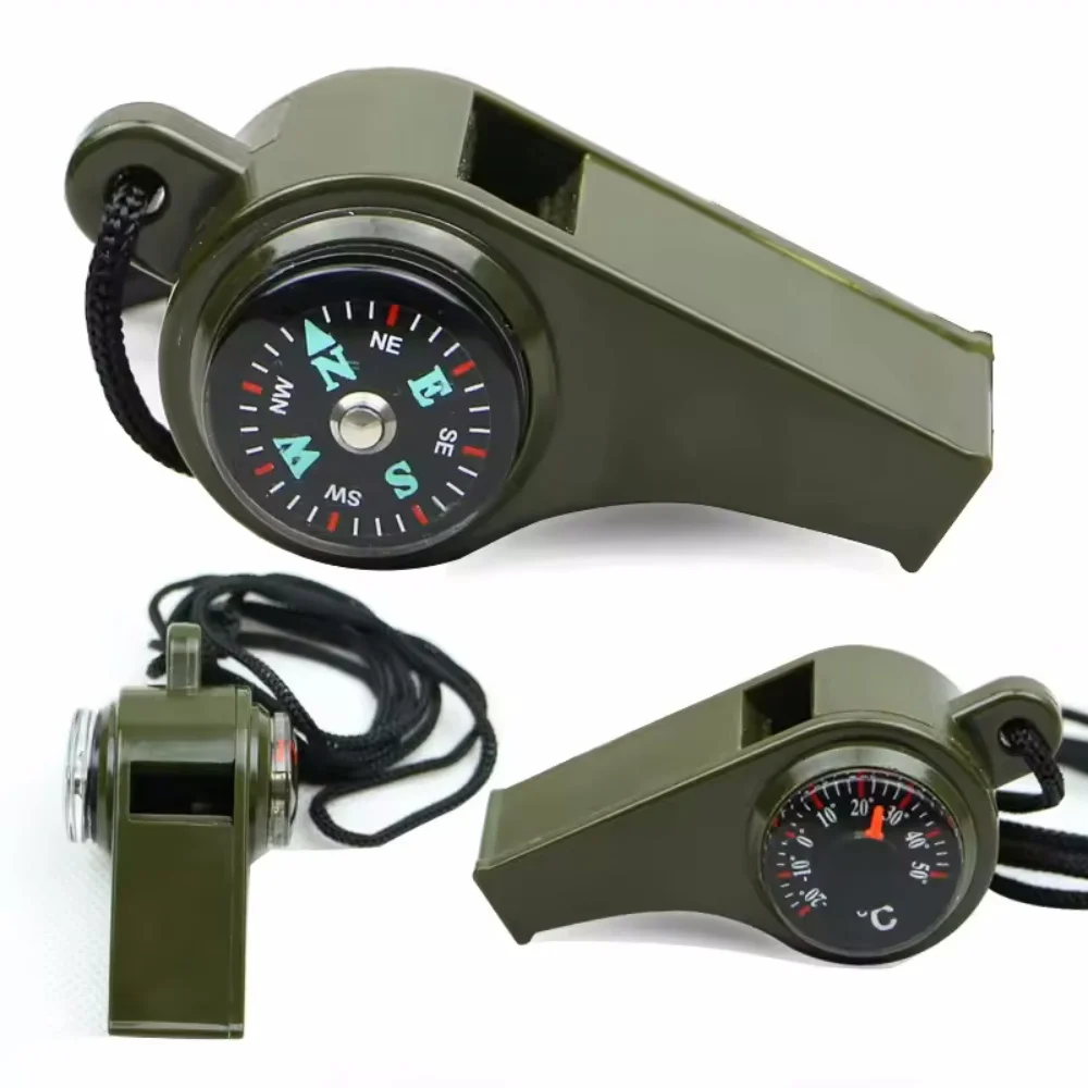Emergency Survival Whistle Outdoor Multifunctional Whistle with Compass Thermometer Referee Whistle Camping Hiking Tools