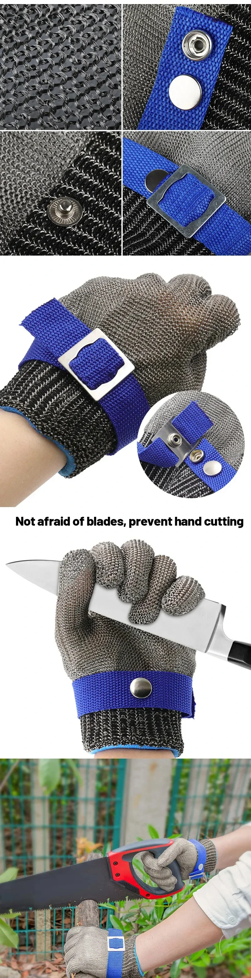 Stainless Steel Gloves Anti-cut Safety Cut Resistant Hand Protective Metal Meat Mesh Glove for Butcher Wire Knife Proof Stab