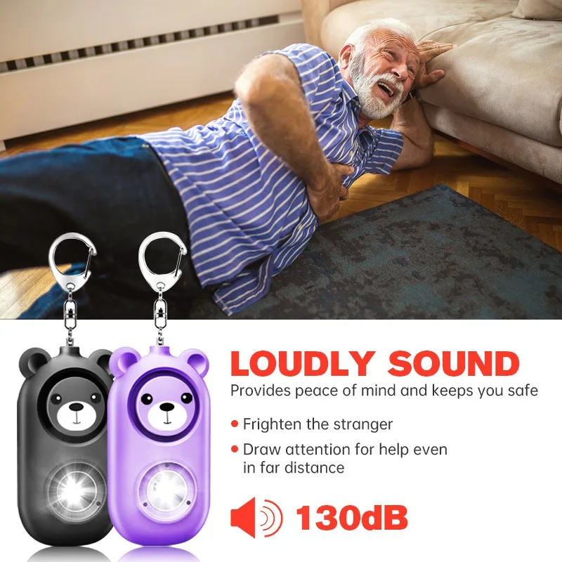 Personal Self Defense Alarm 130db Self Defense Siren Safety Alarm For Women Girl Personal Keychain Alarm With lighting