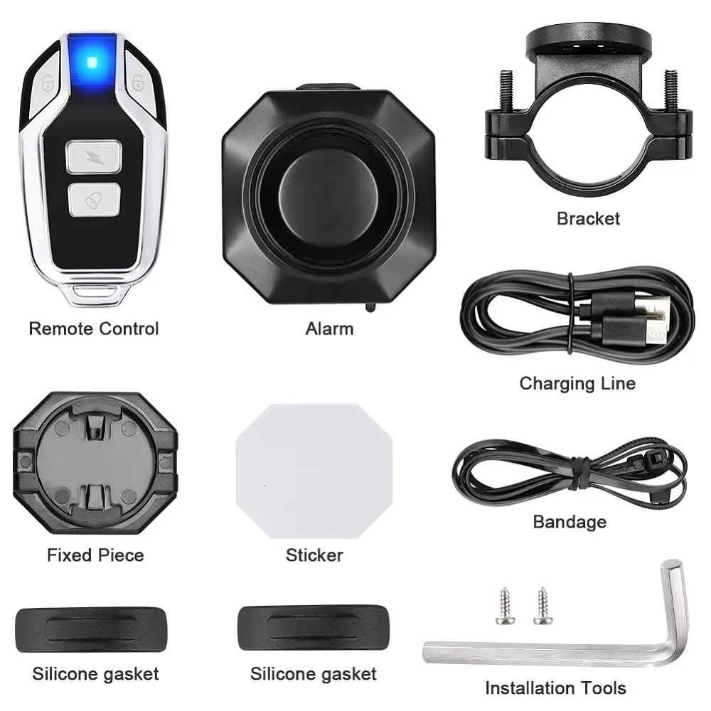 New Bicycle Alarm Wireless Waterproof Motorcycles Scooter Bike Anti Theft Alarm Security Protection Vibration Burglar Alarm