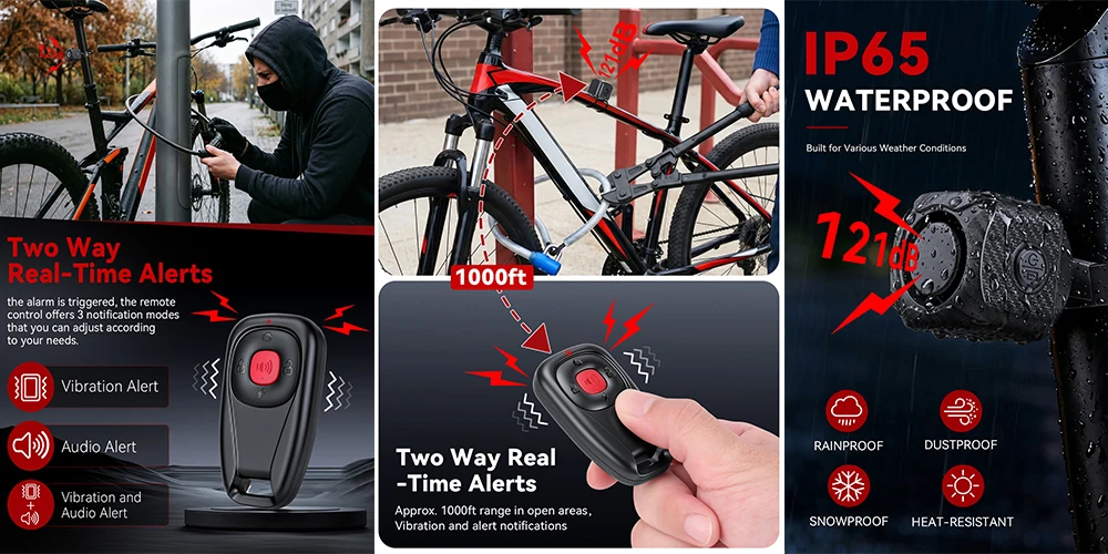 New Bicycle Alarm Wireless Waterproof Motorcycles Scooter Bike Anti Theft Alarm Security Protection Vibration Burglar Alarm