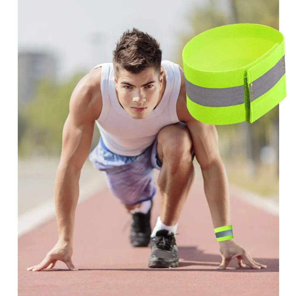 2pc Reflective Bands Safety Flashing Armband Belt Glow in the dark Bracelet for Night Jogging Walking Biking Cycling Running