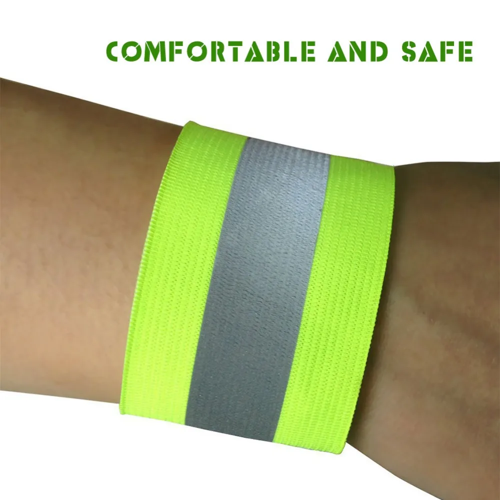 2pc Reflective Bands Safety Flashing Armband Belt Glow in the dark Bracelet for Night Jogging Walking Biking Cycling Running
