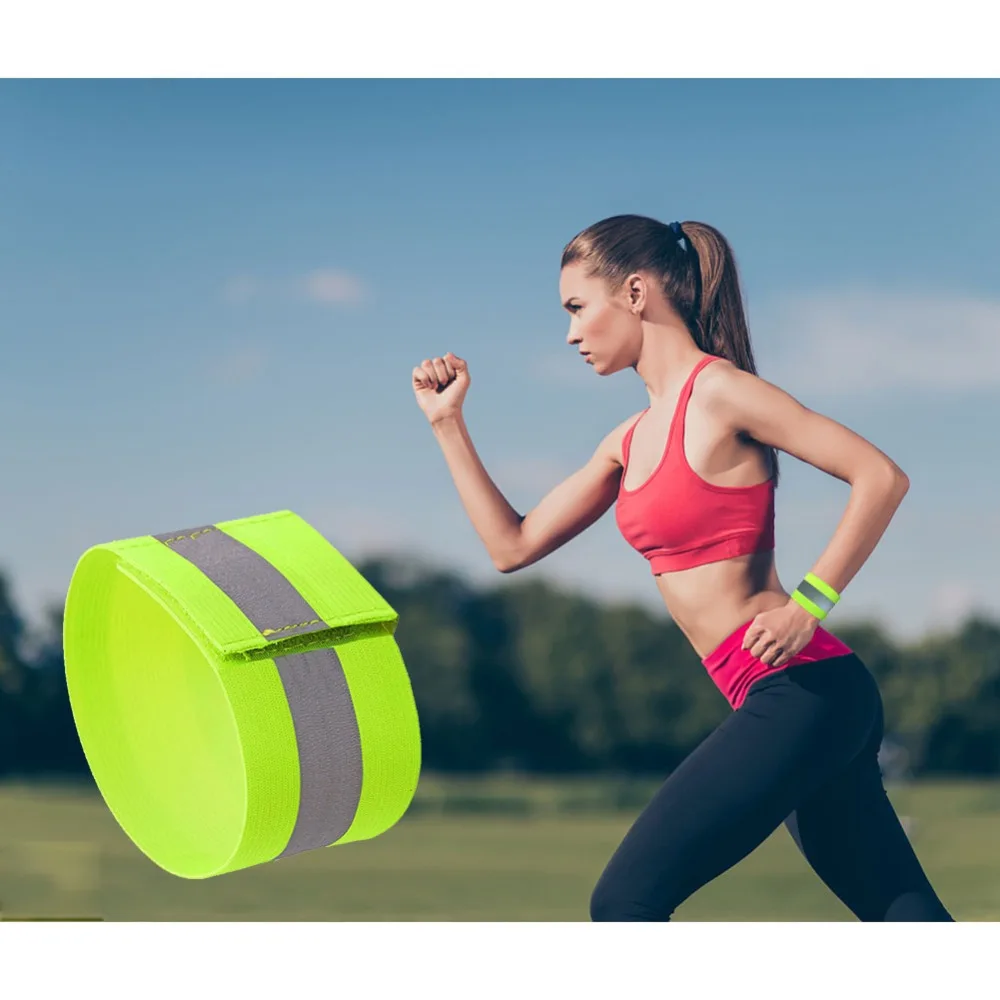 2pc Reflective Bands Safety Flashing Armband Belt Glow in the dark Bracelet for Night Jogging Walking Biking Cycling Running