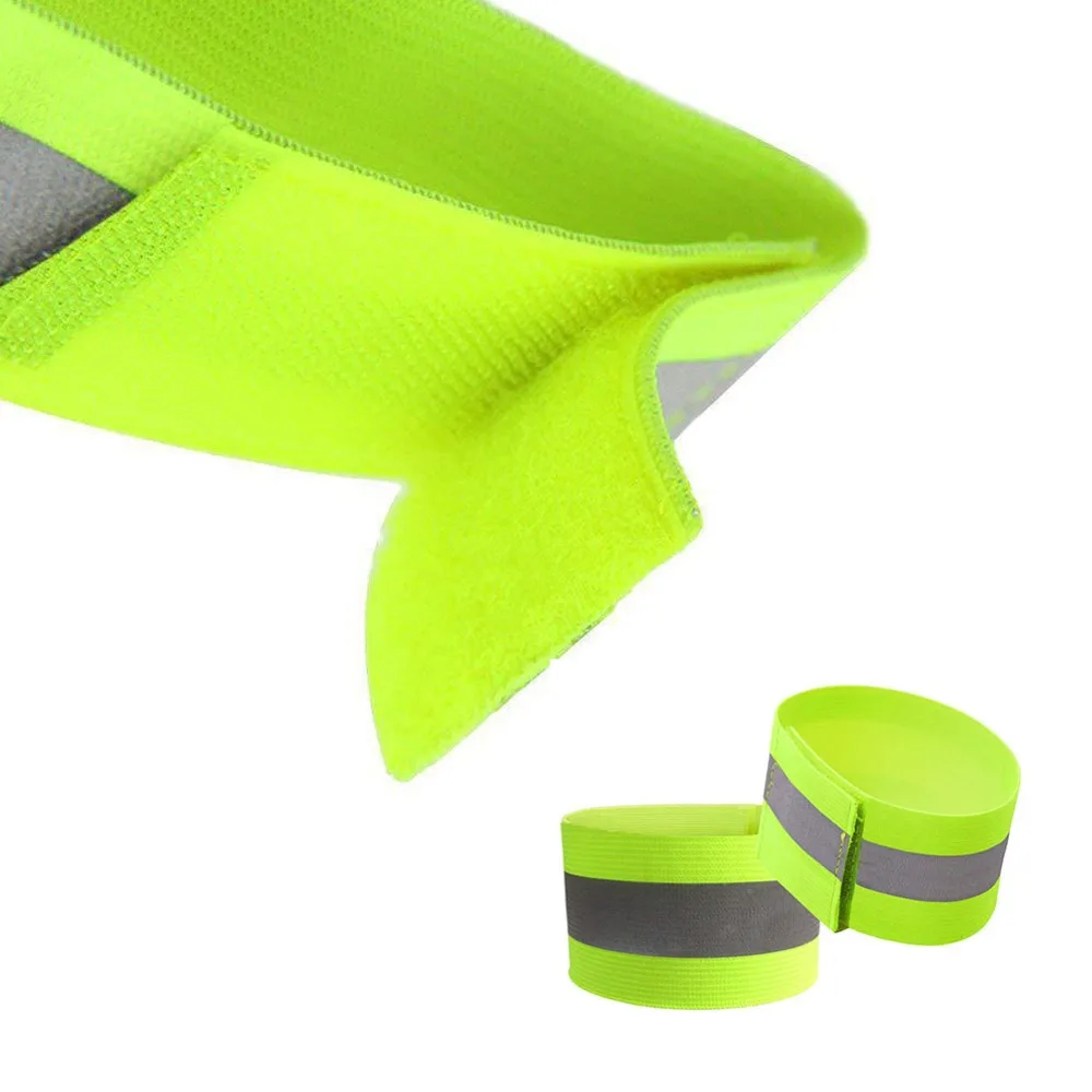 2pc Reflective Bands Safety Flashing Armband Belt Glow in the dark Bracelet for Night Jogging Walking Biking Cycling Running