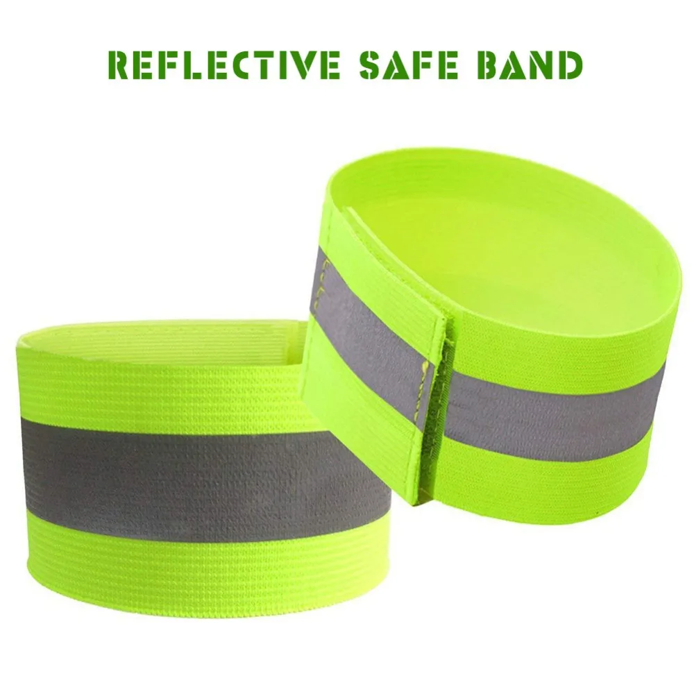 2pc Reflective Bands Safety Flashing Armband Belt Glow in the dark Bracelet for Night Jogging Walking Biking Cycling Running