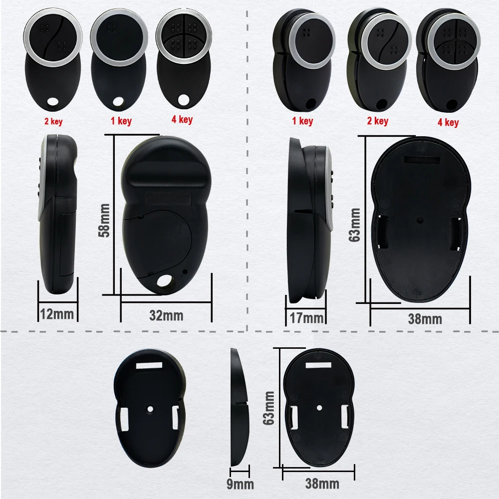 TELECO TXP-433-A02 Gate Door Remote Control Compatible With TELECO TXP-433-A01 TXP-433-A02 TXP-433-A04 433.92MHz Gate Keyfob