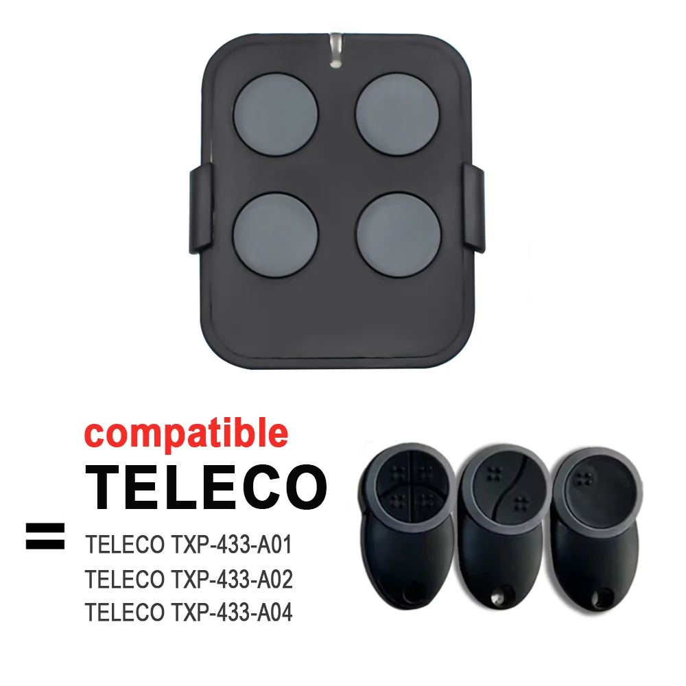 TELECO TXP-433-A02 Gate Door Remote Control Compatible With TELECO TXP-433-A01 TXP-433-A02 TXP-433-A04 433.92MHz Gate Keyfob