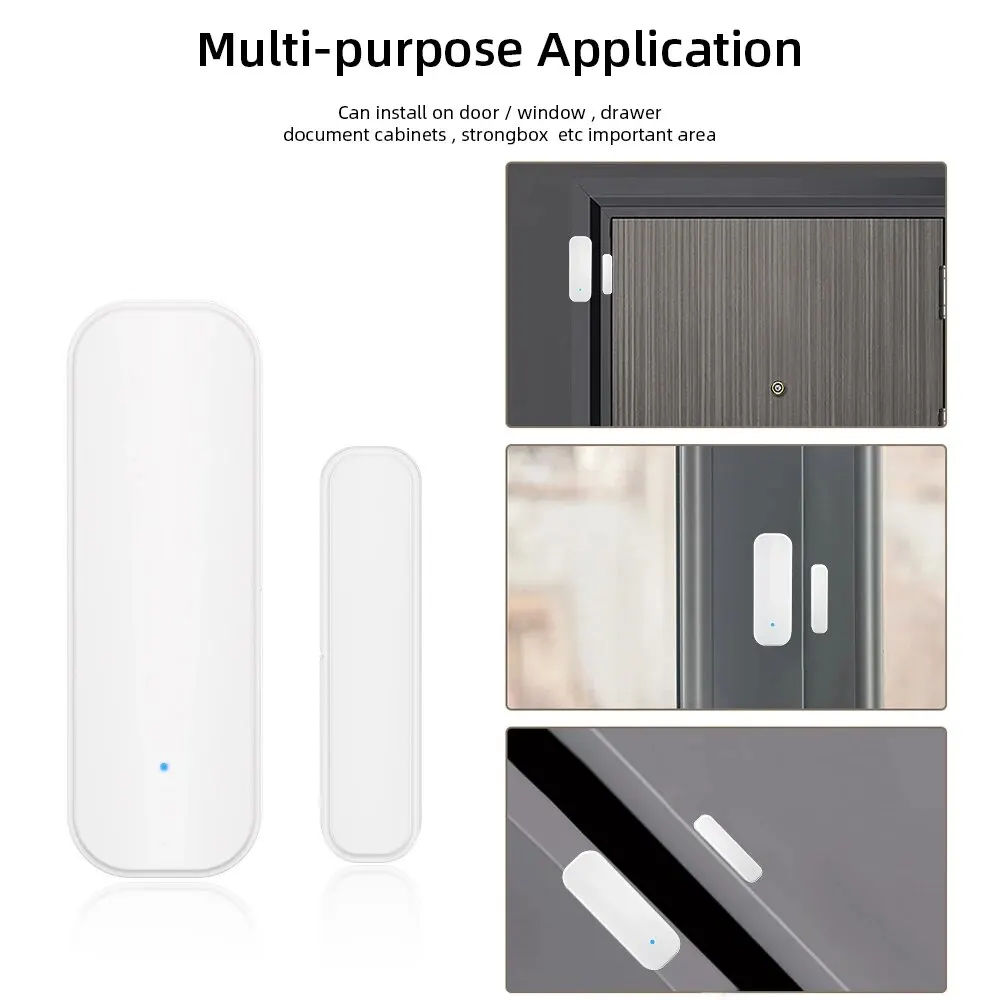 WiFi or Zigbee Window Door Sensor With Battery Smart Home Security Alarm System Voice Control Via Alexa Google Home Smart