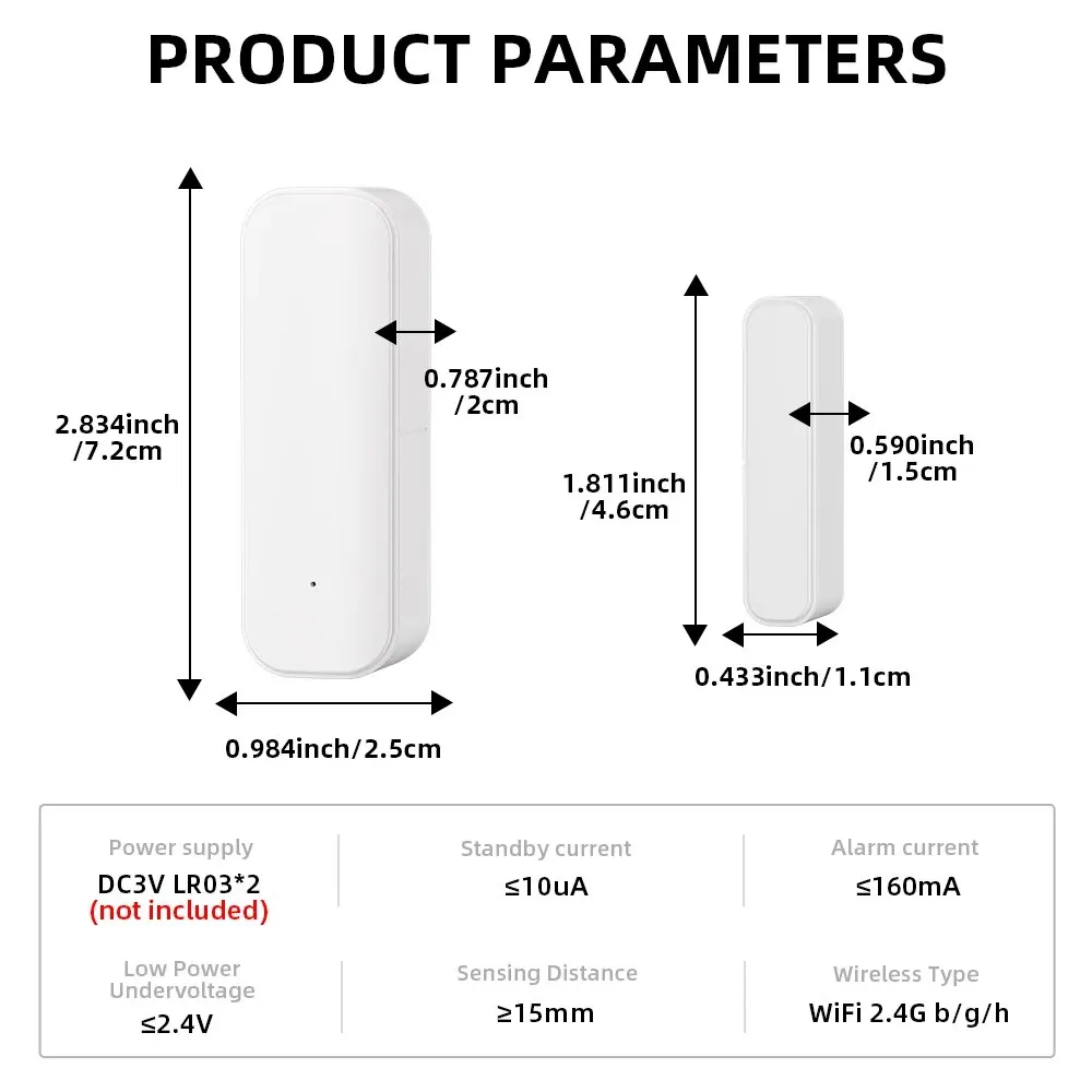 WiFi or Zigbee Window Door Sensor With Battery Smart Home Security Alarm System Voice Control Via Alexa Google Home Smart