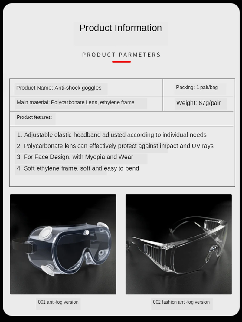 motorcycle Protective Safety Glasses Work Eye Anti-Fog Antisand windproof Anti Dust Saliva Goggles Eye Protection Soft PM033