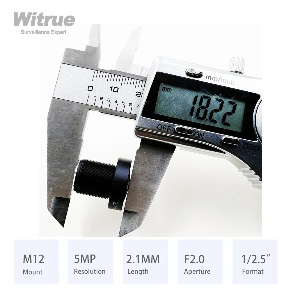 Witrue Fish Eye Lens 2.1MM HD 5MP Aperture F2.0 Format 1/2.5" M12 Mount for Surveillance Security CCTV Cameras
